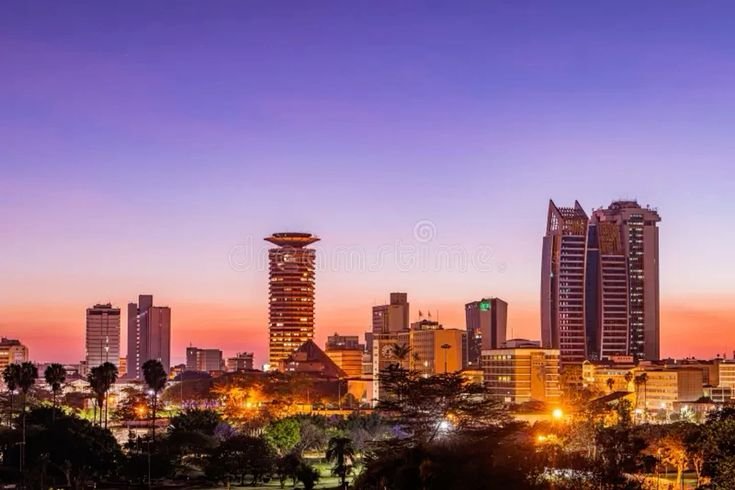 The city skyline at blue hour