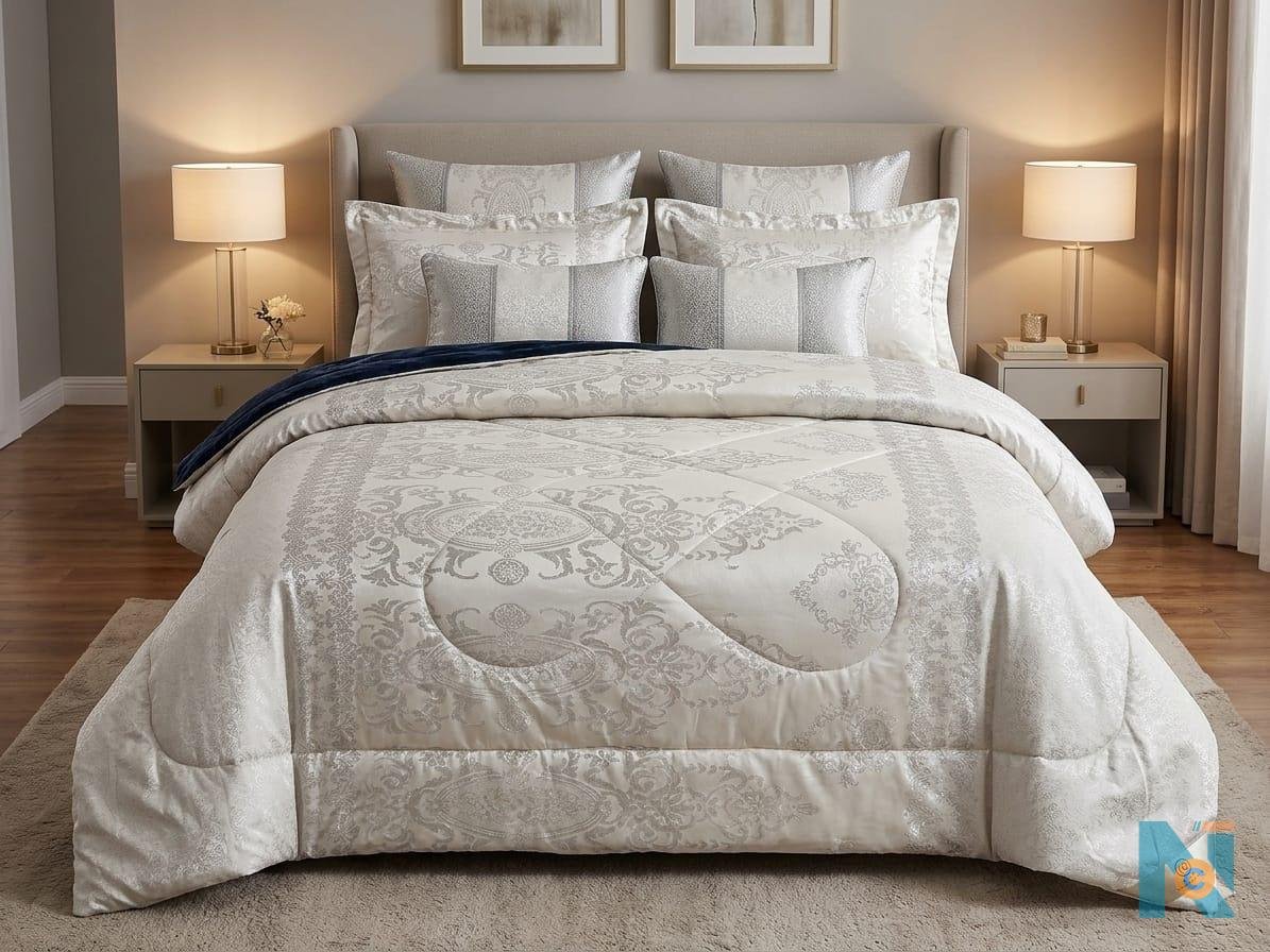 Heavy 6x7 silk duvet with pillow cases and bed sheet - photo 5