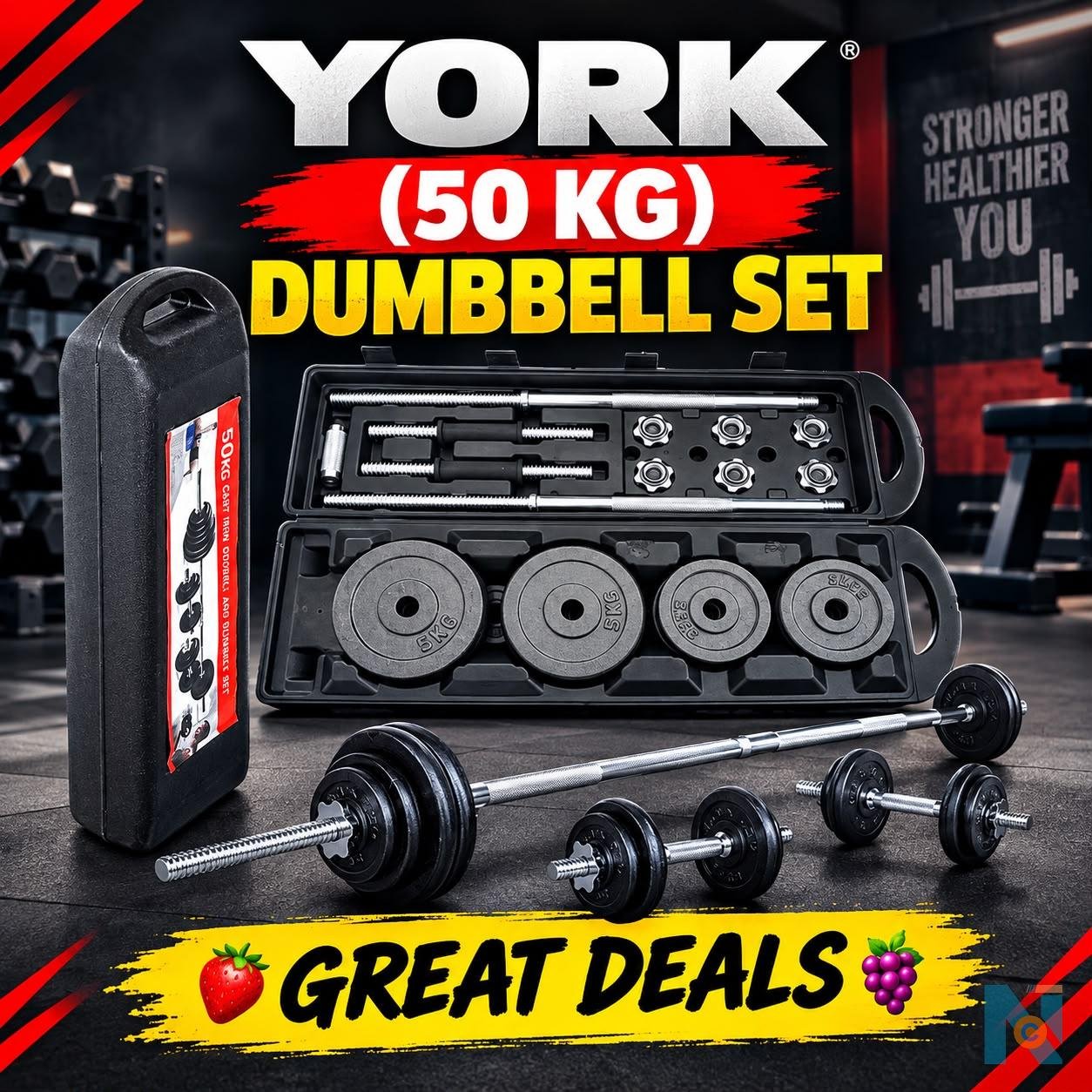 York 50kg dumbbell set