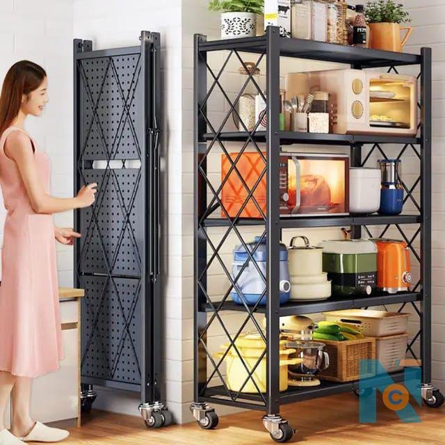 Big size foldable kitchen rack with wheels  - photo 2