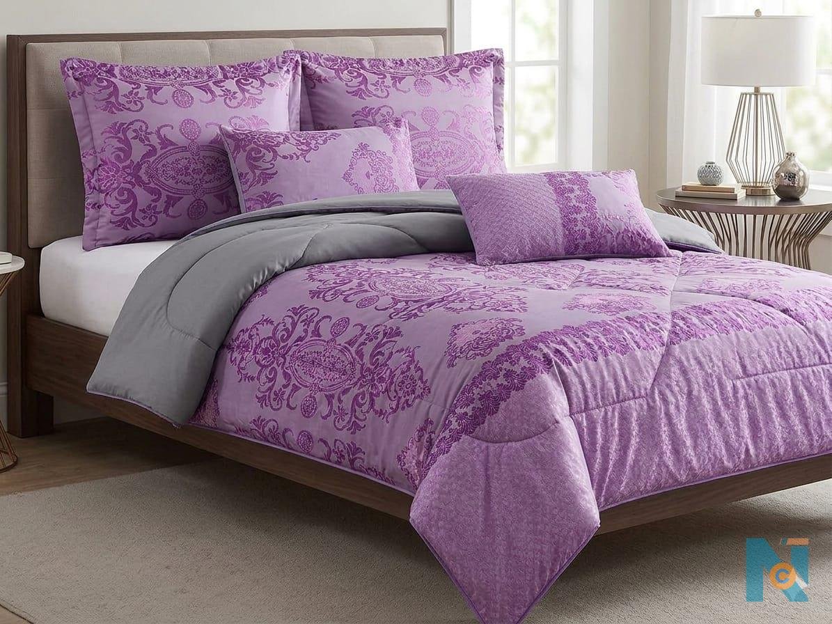 Heavy 6x7 silk duvet with pillow cases and bed sheet - photo 7