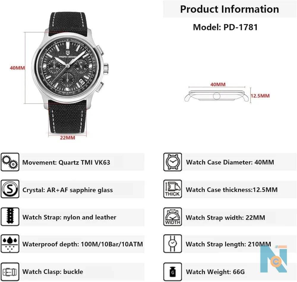 PAGANI DESIGN PD-1781 Men's Chronograph Quartz Watch - photo 5