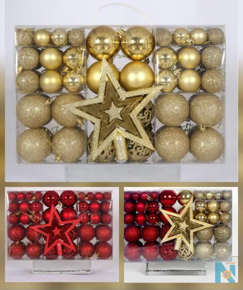 101-Piece Christmas Decoration Balls Set with Star Tree Topper &ndash; Red & Gold Christmas Ornaments in Nairobi, Kenya