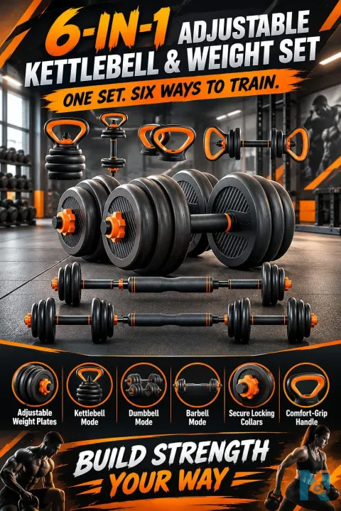 6-in-1 Adjustable Kettlebell & Weight Set &ndash; 30KG