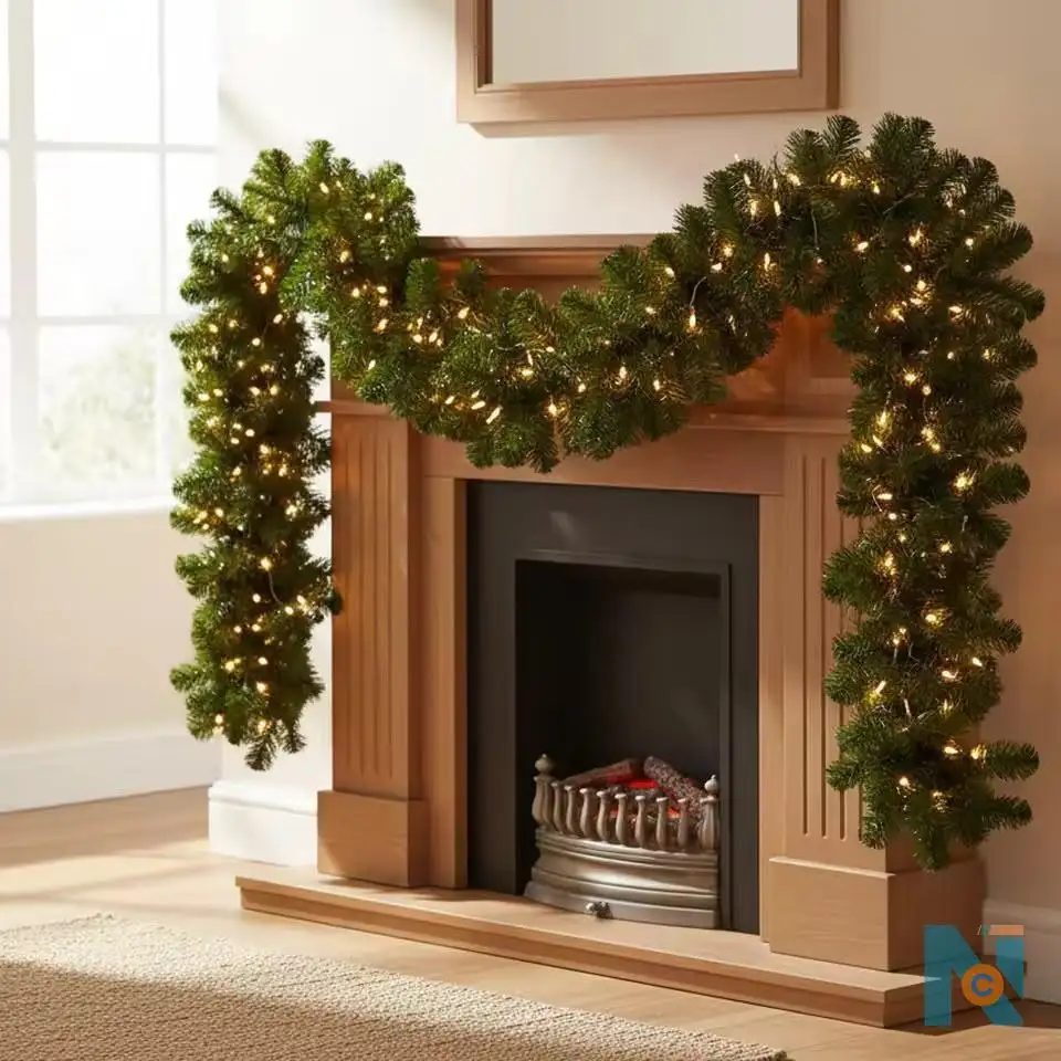  Pre-Decorated Green Christmas Garland with Built-In Lights &ndash; 2.7 Metres - photo 3