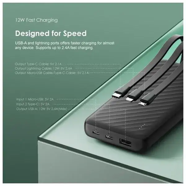 Oraimo Slice Link OPB-P5101 10,000mAh Power Bank with Built-in Cables - photo 6
